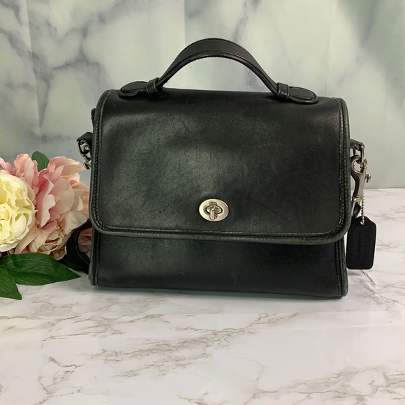 Coach Handbags - Coach Black Vintage Court 9870 Leather Crossbody Bag
